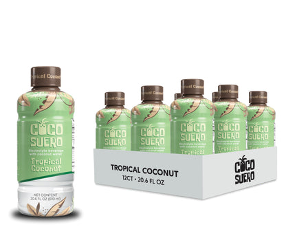 CocoSuero - Electrolyte Coconut Water – 100 Calories, Fat-Free, with B3, B6, B12 for Hydration & Energy – No Artificial Flavors – Six Refreshing Flavors (12-Pack)